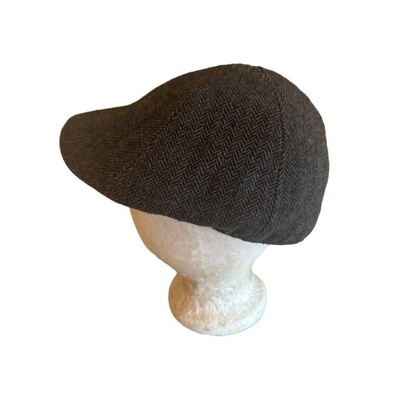 APT. 9 M/L Dark Gray Herringbone Flat Cap Newsboy Hat Wool Blend - Picture 3 of 5